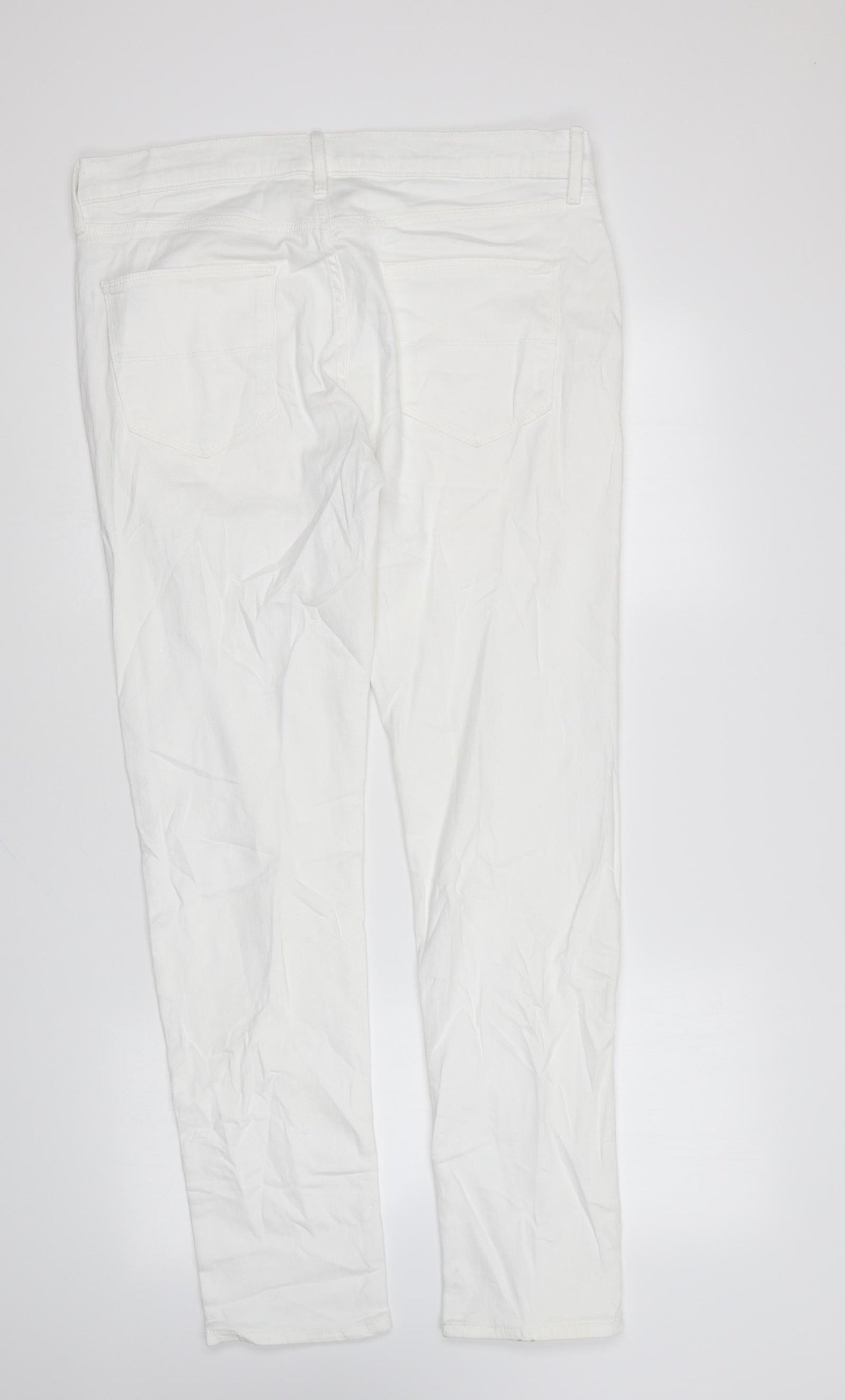 Marks and Spencer Womens White Cotton Skinny Jeans Size 34 in L31 in Regular Zip