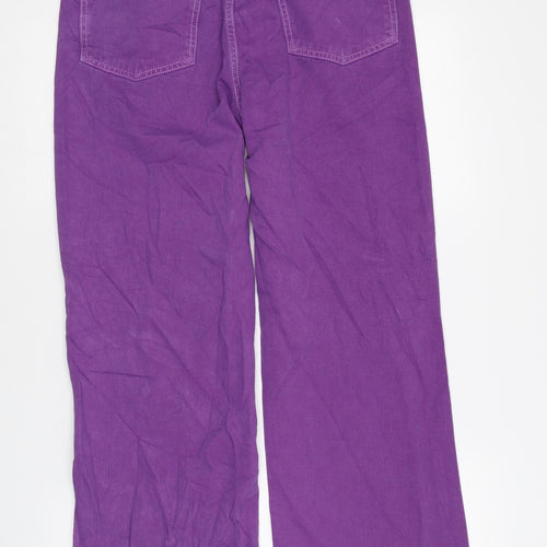 NEXT Womens Purple Cotton Wide-Leg Jeans Size 10 L31 in Regular Zip