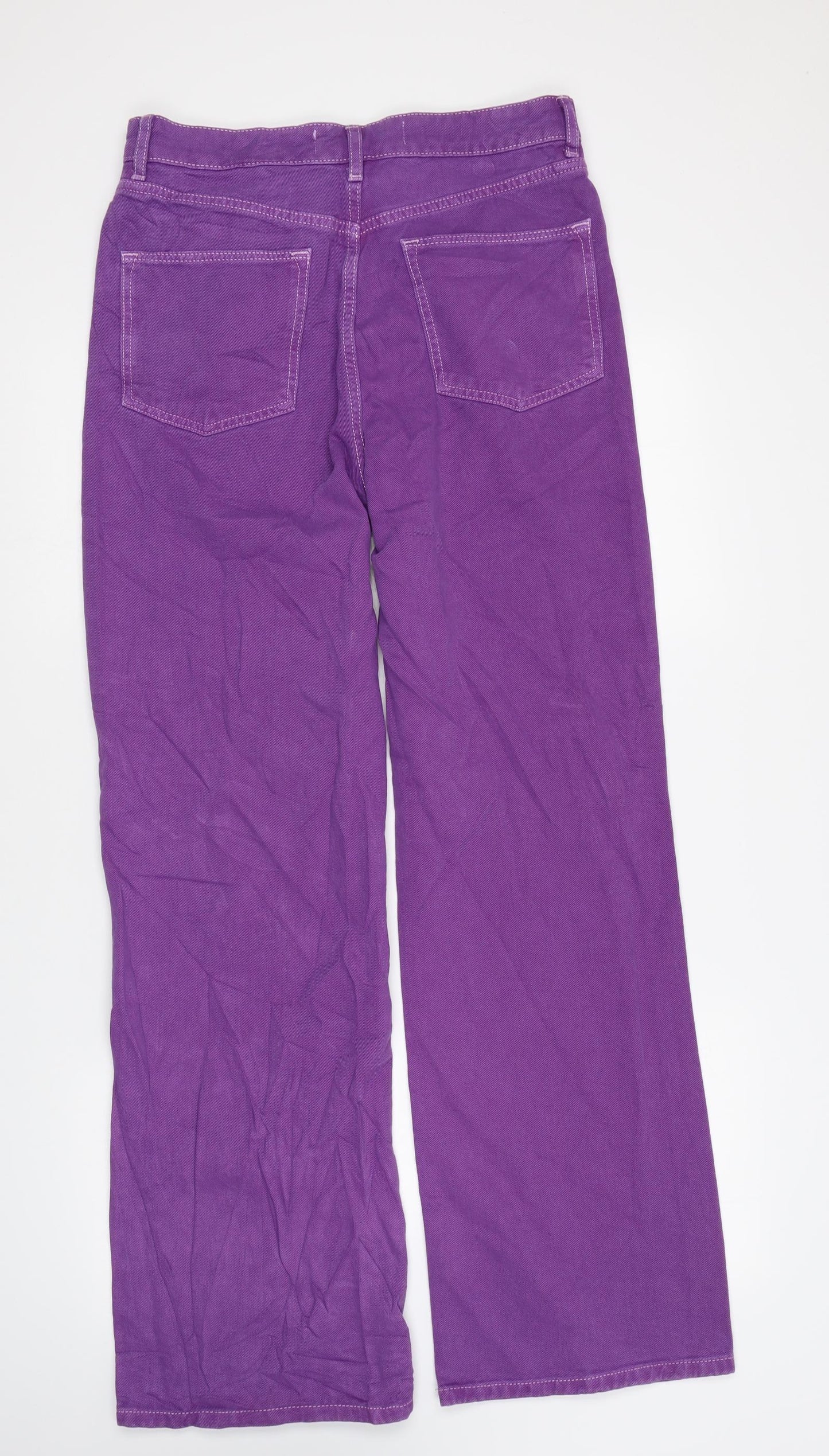 NEXT Womens Purple Cotton Wide-Leg Jeans Size 10 L31 in Regular Zip