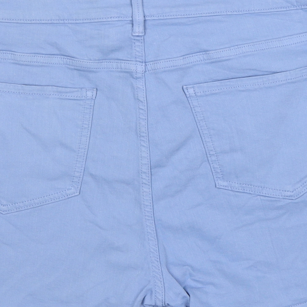 Marks and Spencer Womens Blue Cotton Hot Pants Shorts Size 18 L4 in Regular Zip