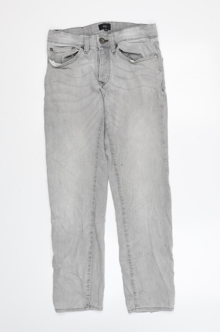 Topshop Womens Grey Cotton Skinny Jeans Size 28 in L27 in Regular Zip