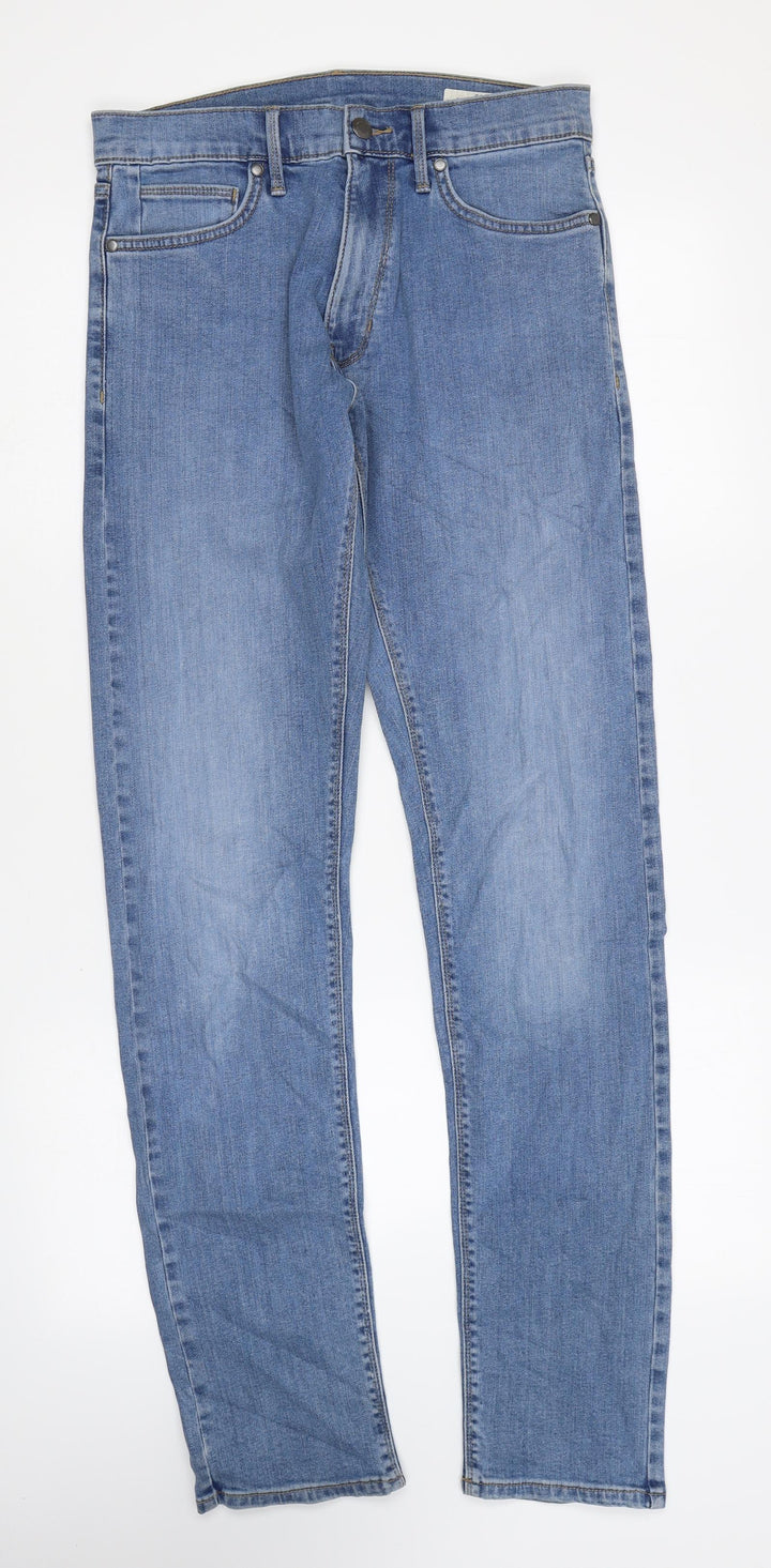 Marks and Spencer Womens Blue Cotton Skinny Jeans Size 30 in L33 in Regular Zip