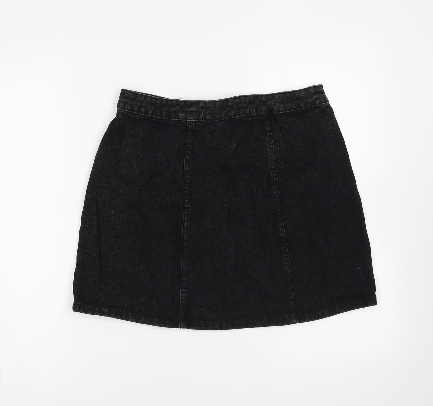 Denim & Co. Womens Black Cotton Mini Skirt Size 10 Zip