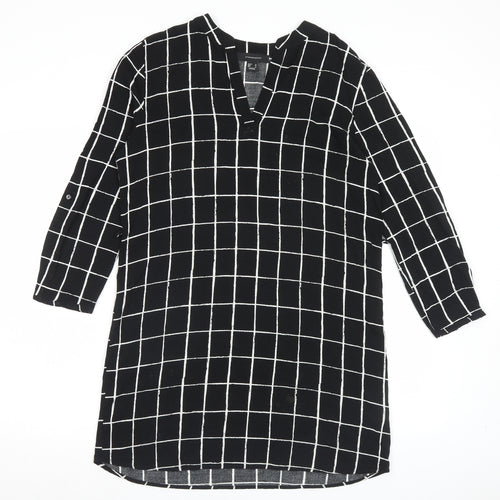Atmosphere Womens Beige Plaid Viscose A-Line Size 12 V-Neck Pullover