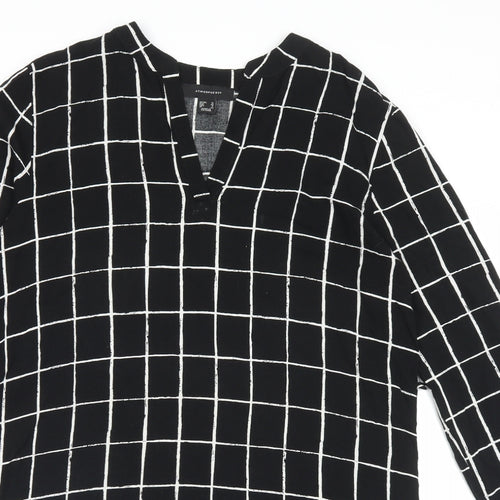 Atmosphere Womens Beige Plaid Viscose A-Line Size 12 V-Neck Pullover