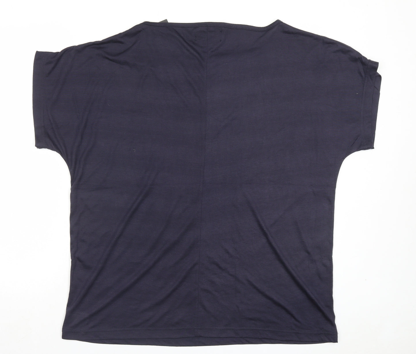Be Jealous Womens Blue Viscose Basic T-Shirt Size S Boat Neck
