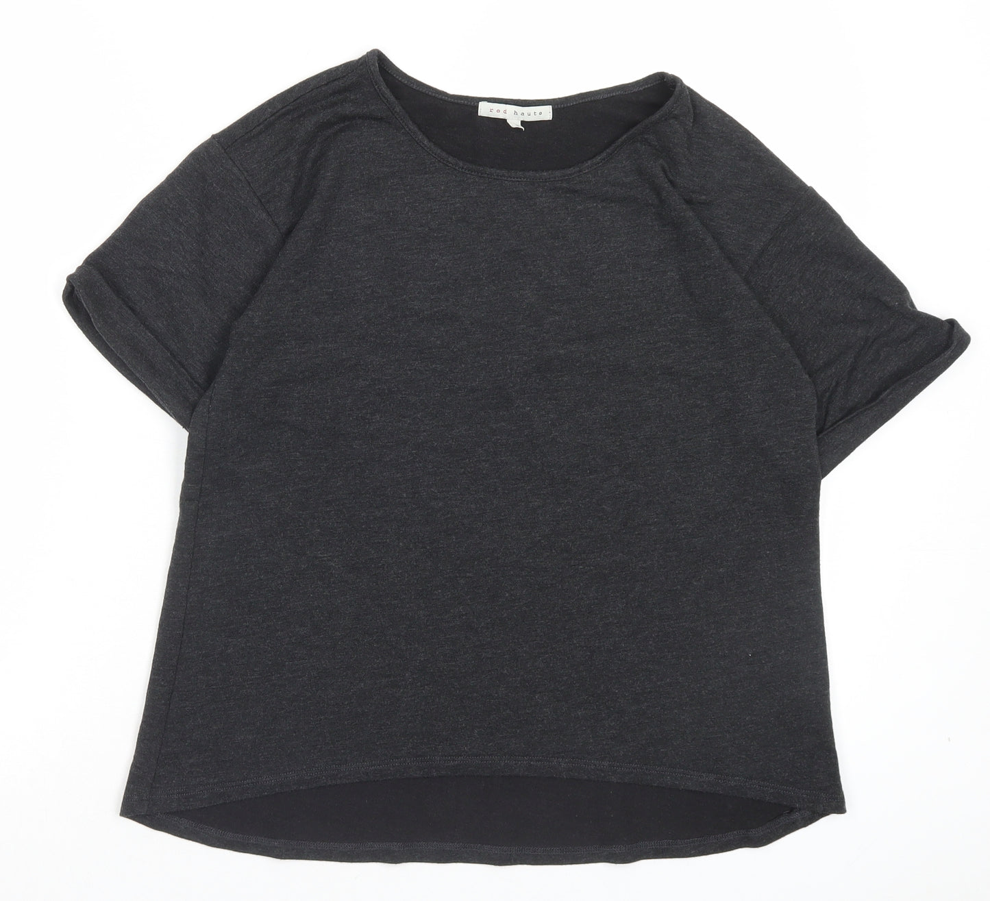 Red Haute Womens Grey Viscose Basic T-Shirt Size S Crew Neck