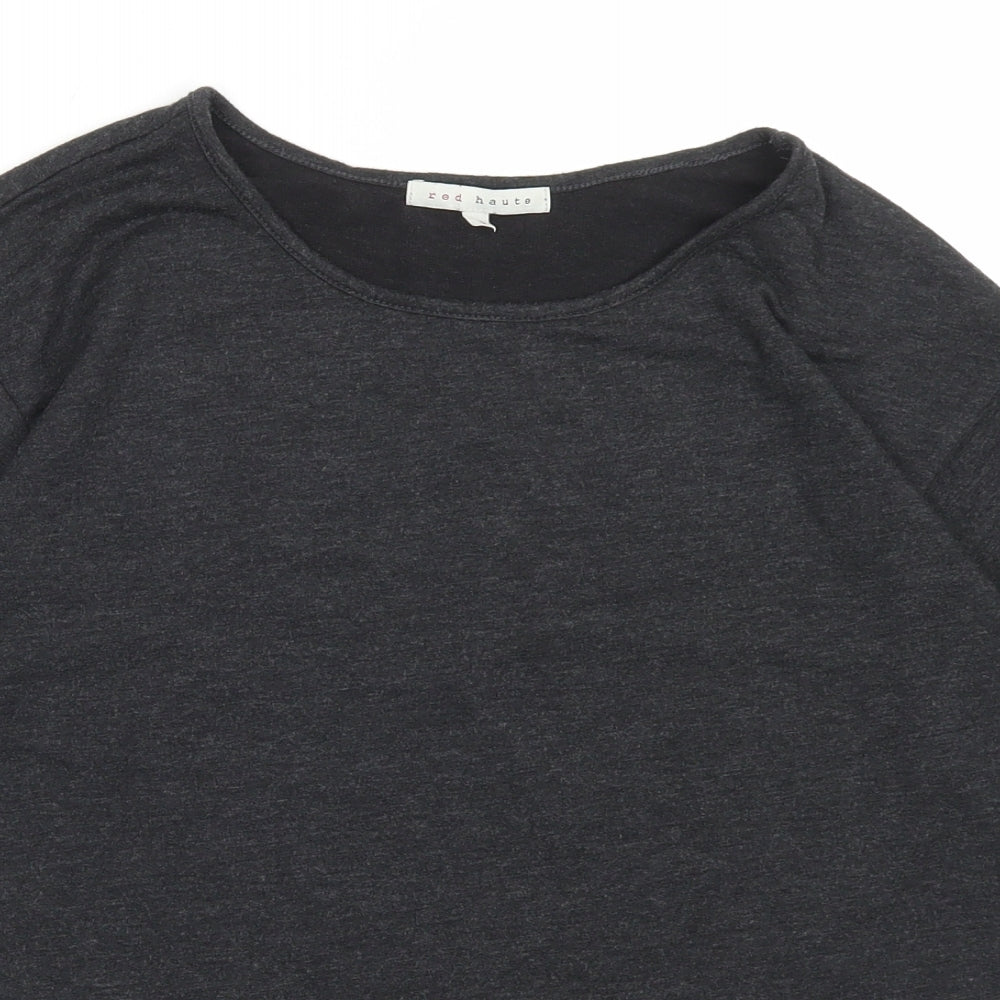 Red Haute Womens Grey Viscose Basic T-Shirt Size S Crew Neck