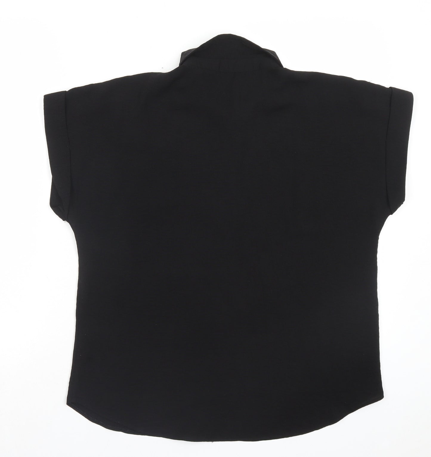 TU Womens Black Polyester Basic Button-Up Size 12 Collared - Pocket Detail