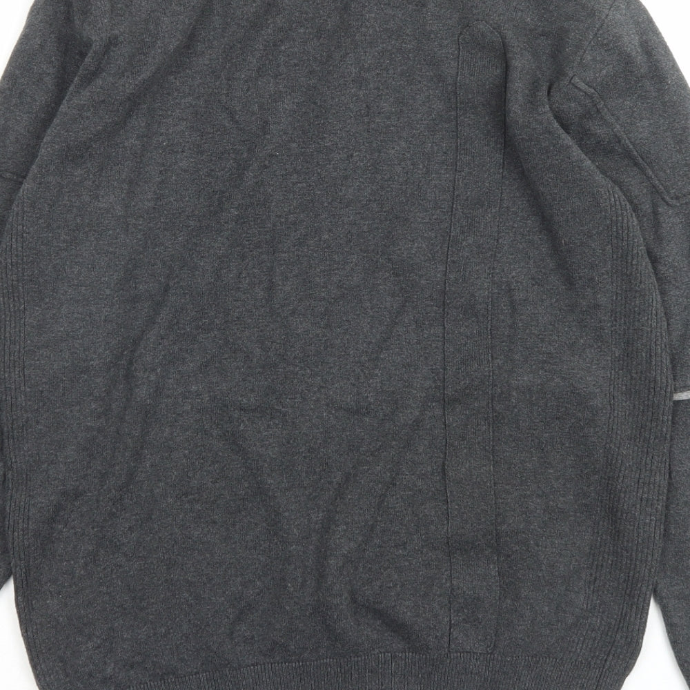 Police Mens Grey Crew Neck Cotton Pullover Jumper Size S