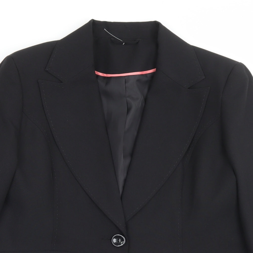 F&F Womens Black Jacket Blazer Size 14 Button