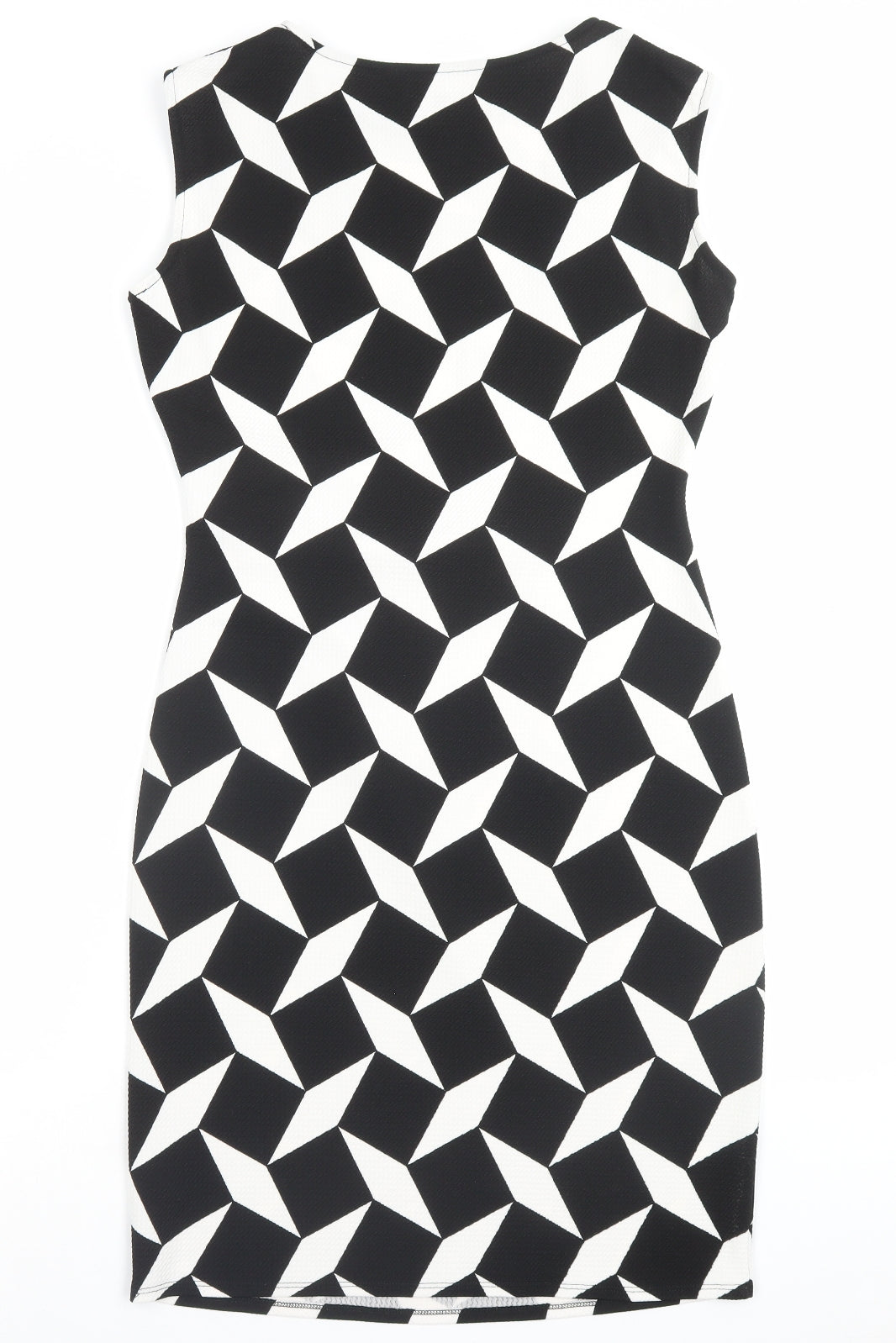 Principles Womens Black Geometric Polyester Shift Size 12 Boat Neck Pullover