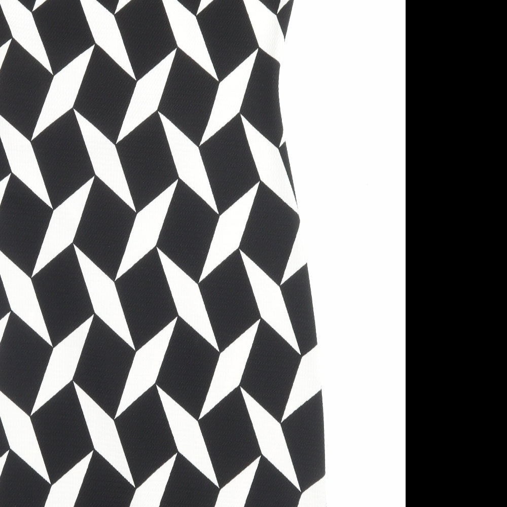 Principles Womens Black Geometric Polyester Shift Size 12 Boat Neck Pullover
