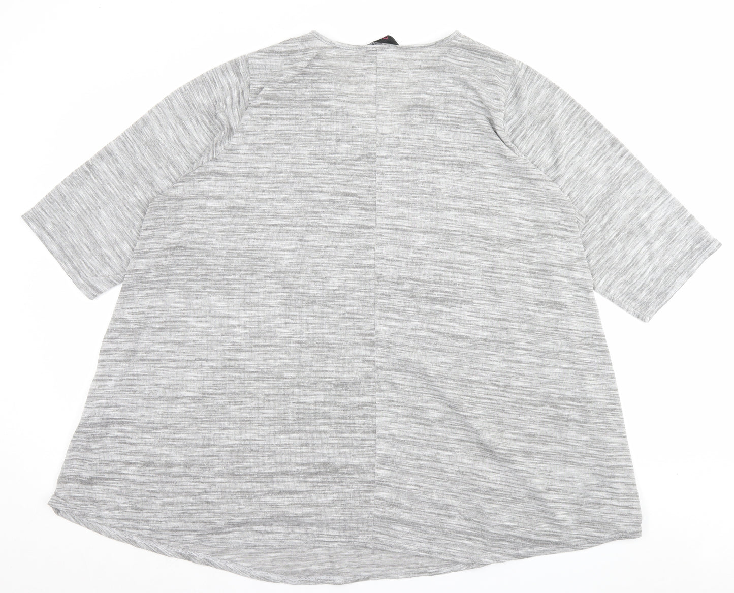 Yours Womens Grey Animal Print Polyester Basic T-Shirt Size 26 V-Neck