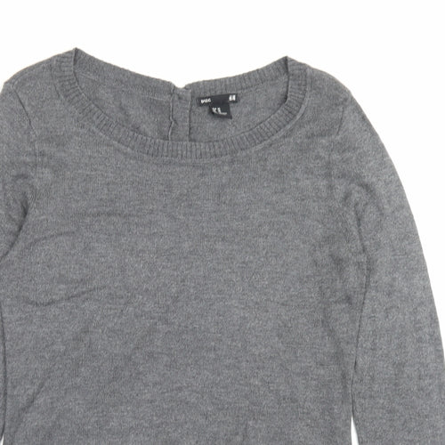 H&M Womens Grey Boat Neck Acrylic Pullover Jumper Size XS