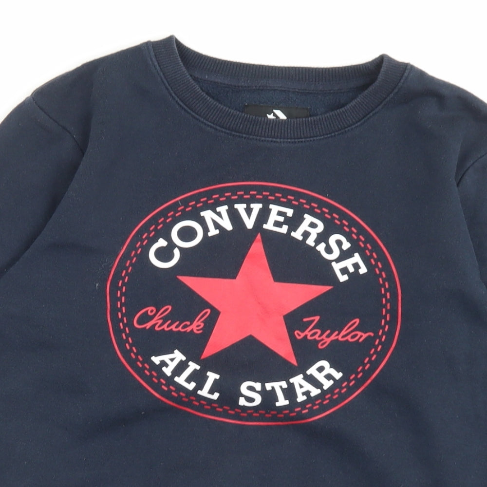 Converse Boys Blue Cotton Pullover Sweatshirt Size 10-11 Years Pullover