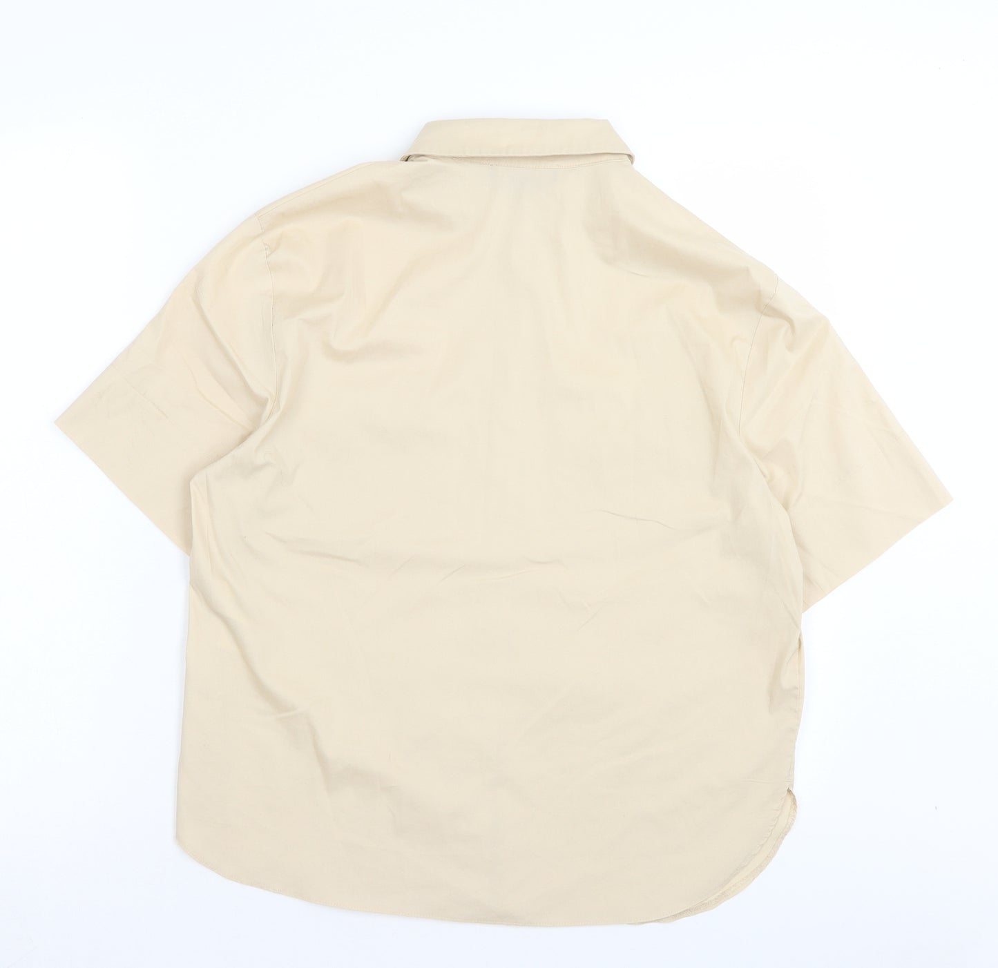 Primark Womens Beige Cotton Basic Button-Up Size 12 Collared