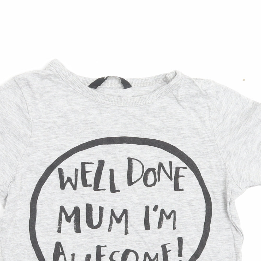 George Boys Grey Cotton Basic T-Shirt Size 3-4 Years Crew Neck Pullover - Well Done Mum I'm Awesome