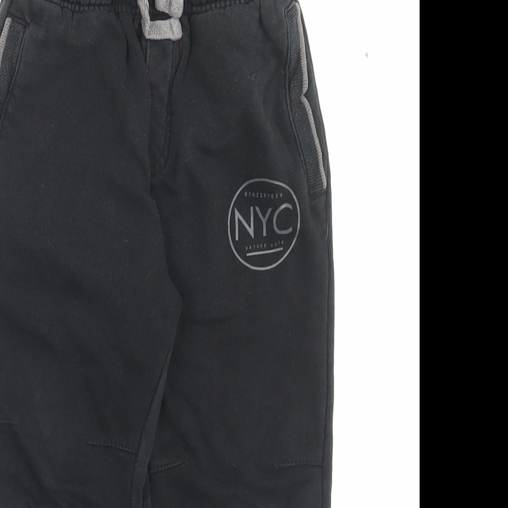 George Boys Black Cotton Jogger Trousers Size 4-5 Years Regular Drawstring - NYC