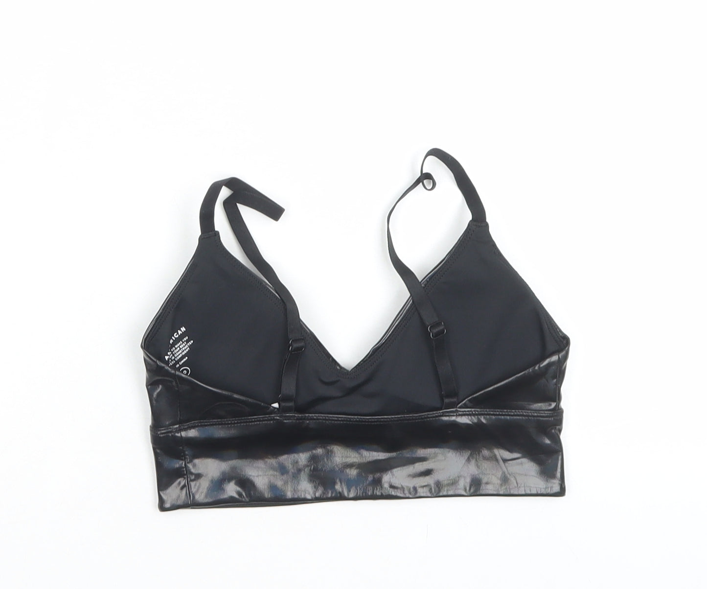 Good American Womens Black Polyester Cropped Tank Size 2XS V-Neck