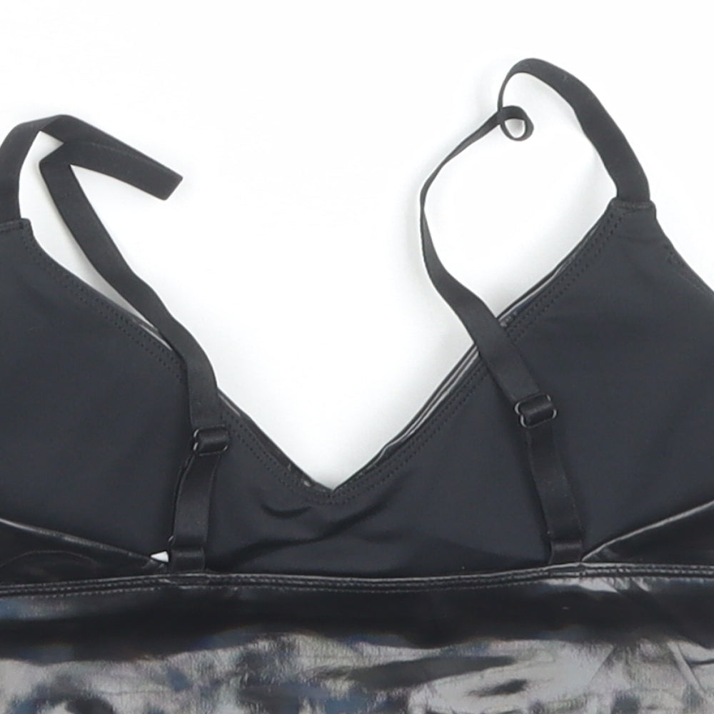 Good American Womens Black Polyester Cropped Tank Size 2XS V-Neck
