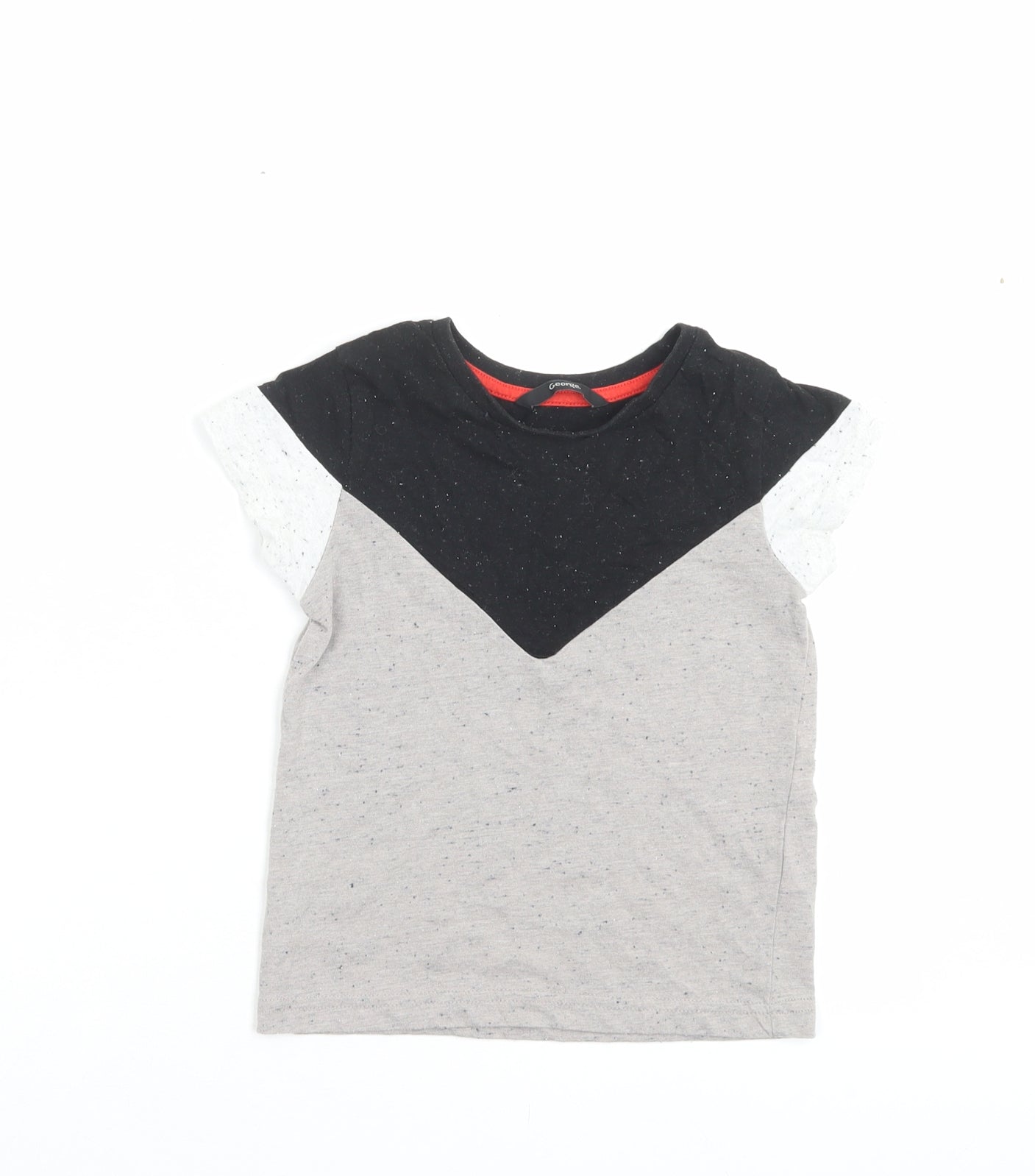 George Boys Grey Cotton Basic T-Shirt Size 4-5 Years Crew Neck Pullover