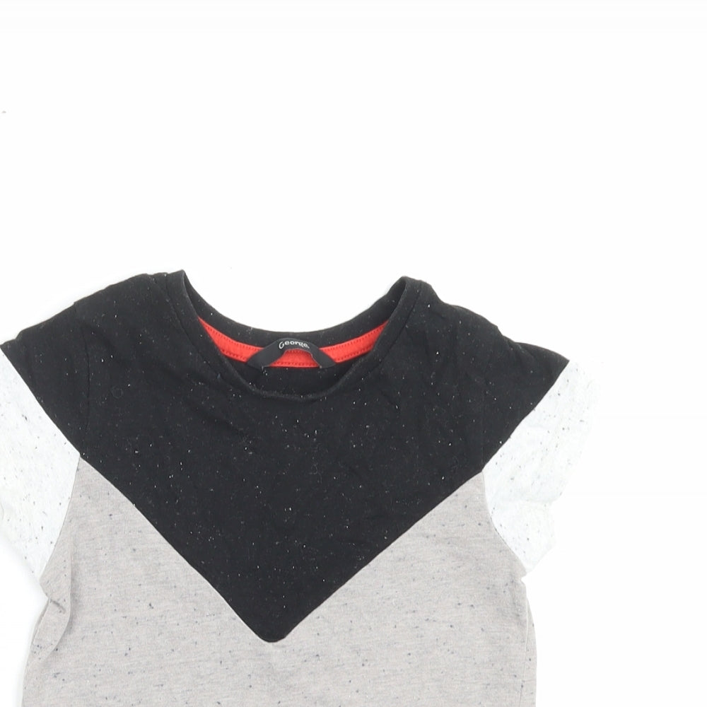George Boys Grey Cotton Basic T-Shirt Size 4-5 Years Crew Neck Pullover