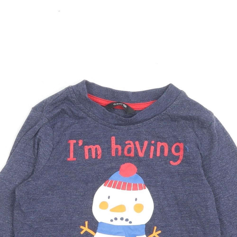 George Boys Blue Cotton Basic Casual Size 2-3 Years Crew Neck Pullover - I'm Having A Meltdown