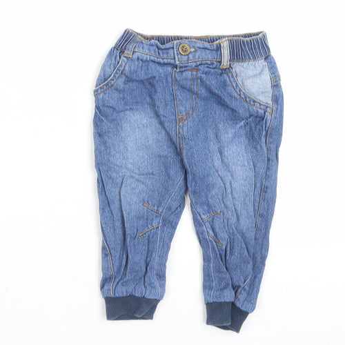 George Boys Blue Cotton Capri Jeans Size 6-9 Months Button
