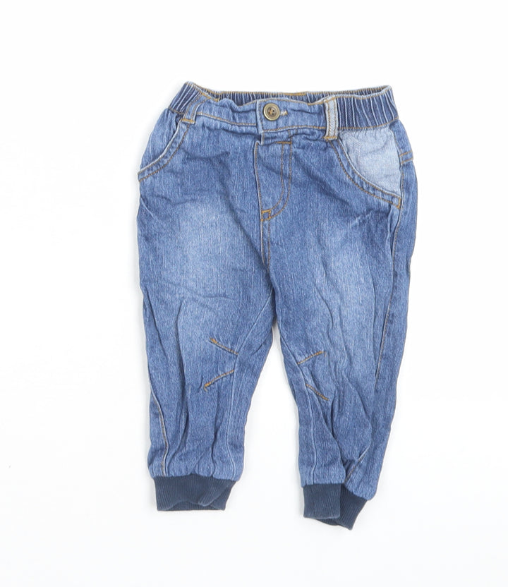 George Boys Blue Cotton Capri Jeans Size 6-9 Months Button