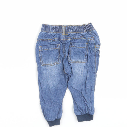 George Boys Blue Cotton Capri Jeans Size 6-9 Months Button