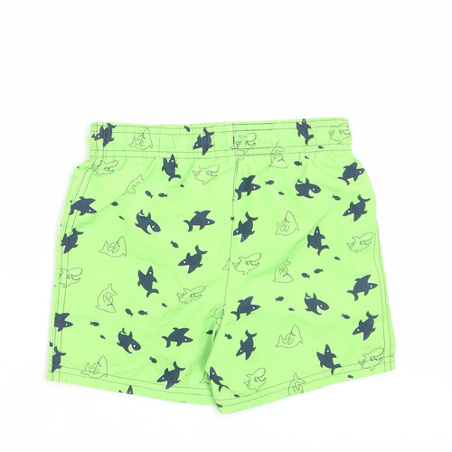 George Boys Green Geometric Polyester Sweat Shorts Size 4-5 Years Regular Drawstring - Swim Short