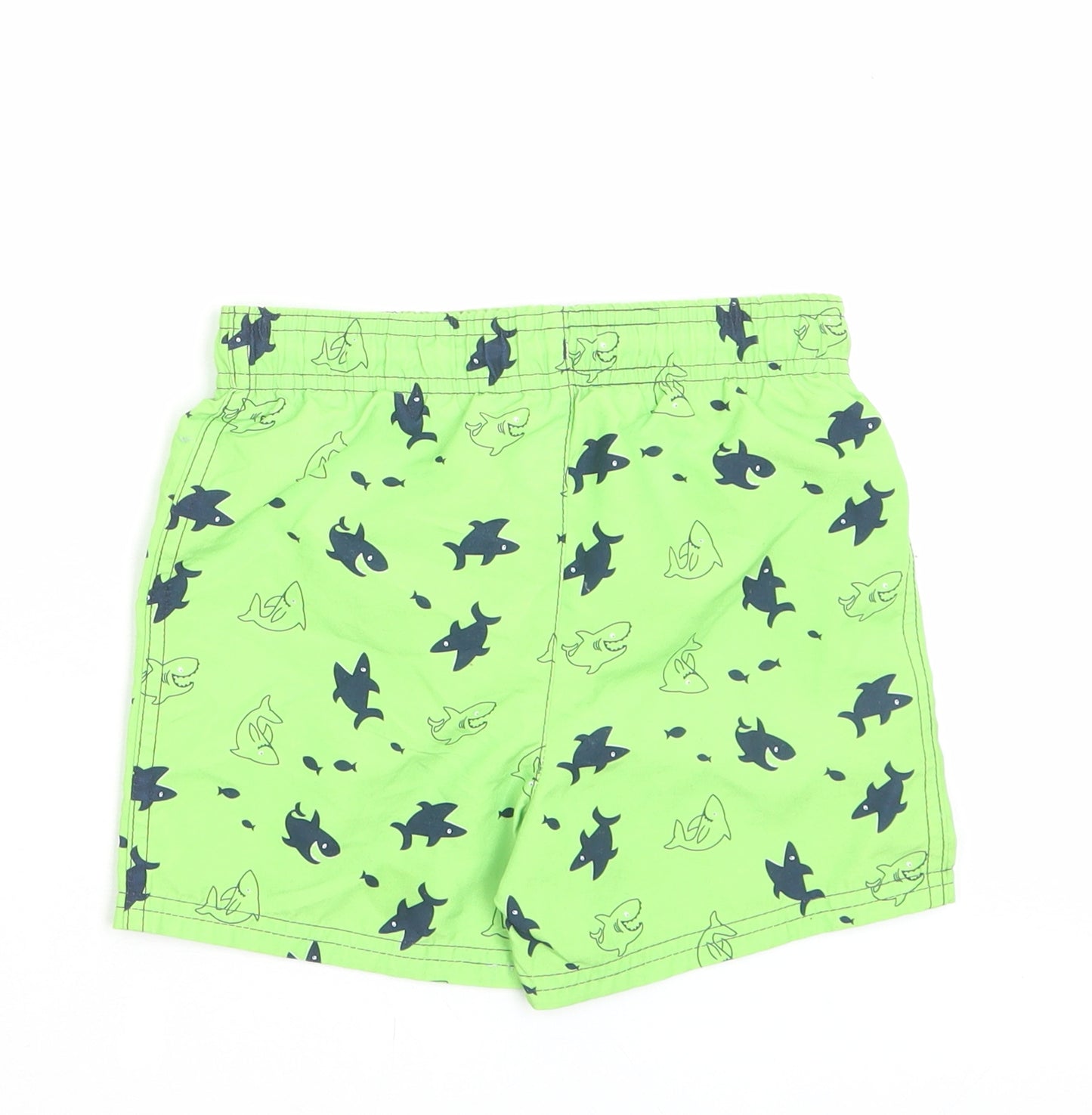 George Boys Green Geometric Polyester Sweat Shorts Size 4-5 Years Regular Drawstring - Swim Short