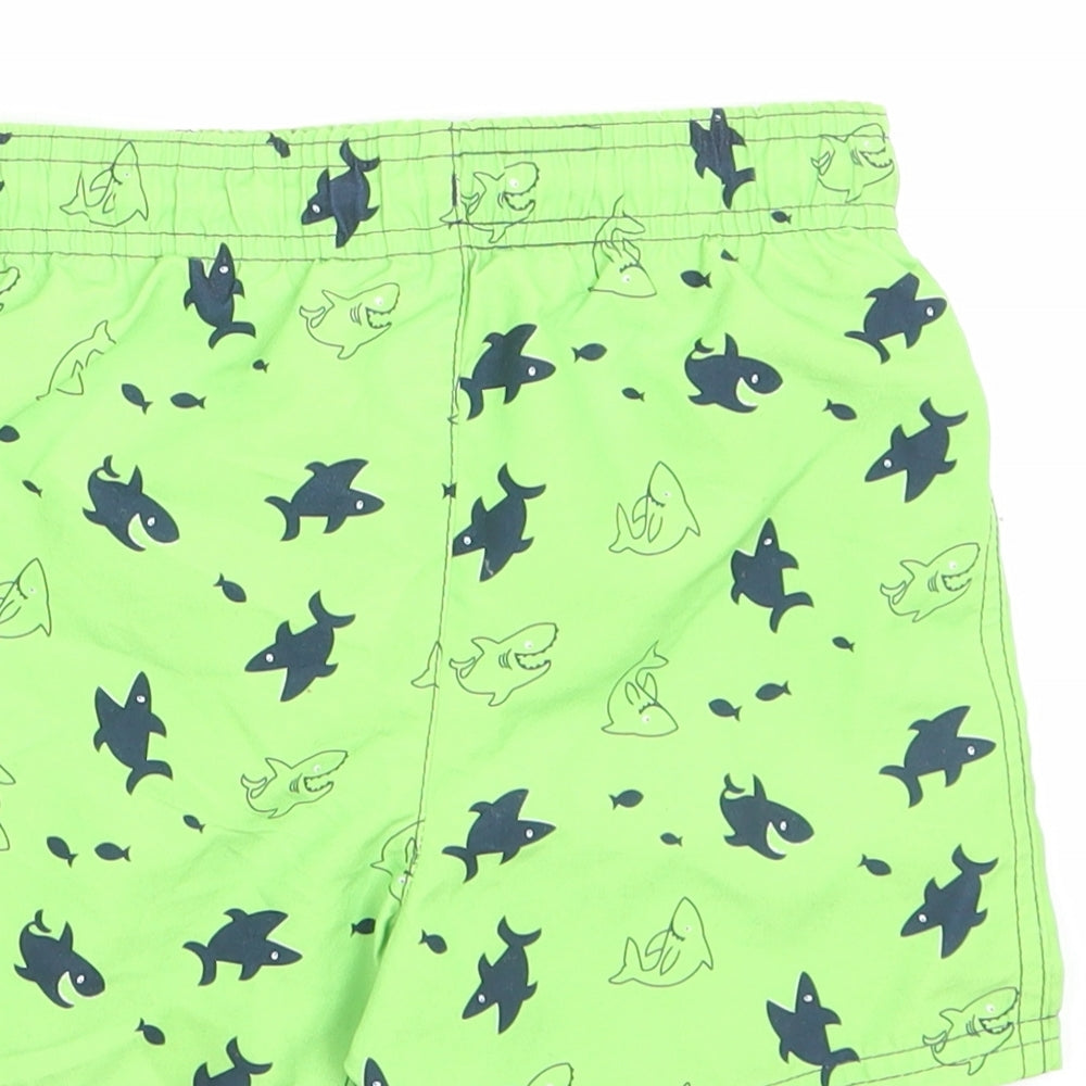 George Boys Green Geometric Polyester Sweat Shorts Size 4-5 Years Regular Drawstring - Swim Short