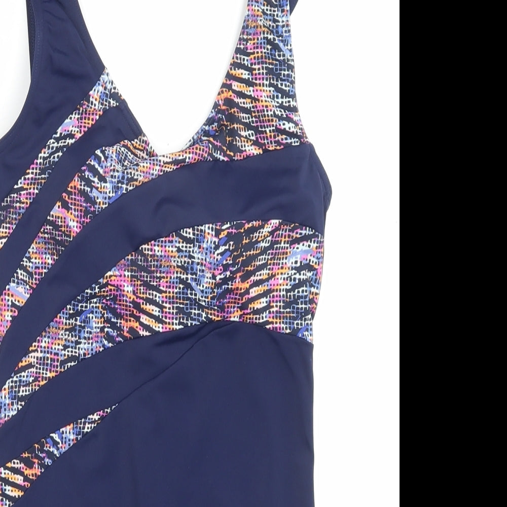 Marks and Spencer Womens Blue Geometric Polyamide One Piece Size 12