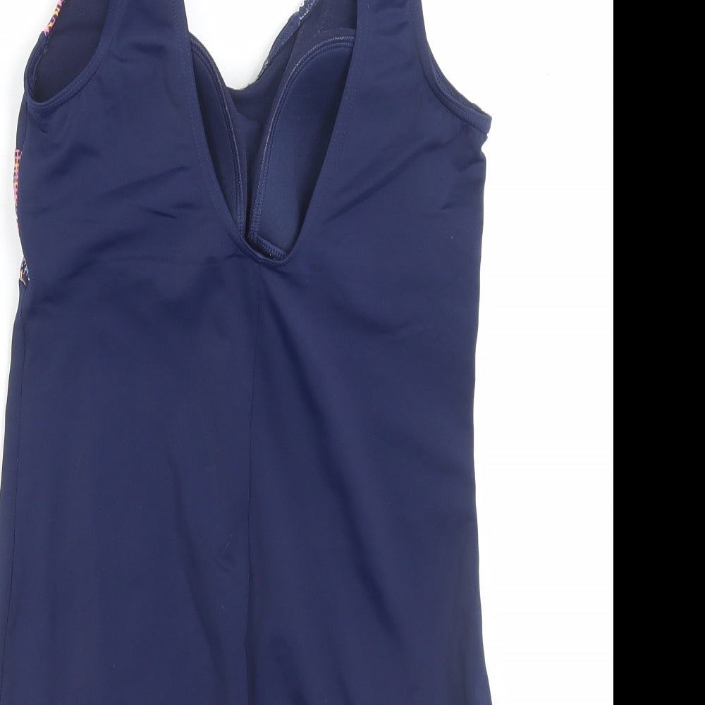 Marks and Spencer Womens Blue Geometric Polyamide One Piece Size 12