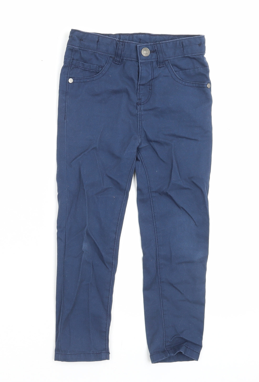 George Boys Blue Cotton Chino Trousers Size 4-5 Years Regular Button