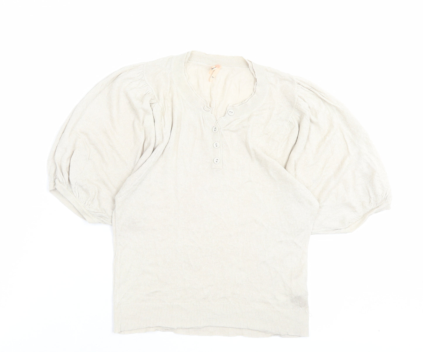 Pepe Jeans Womens Beige Silk Basic T-Shirt Size XS Scoop Neck