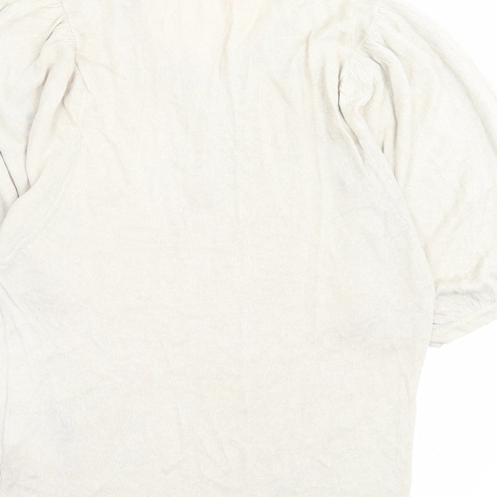 Pepe Jeans Womens Beige Silk Basic T-Shirt Size XS Scoop Neck
