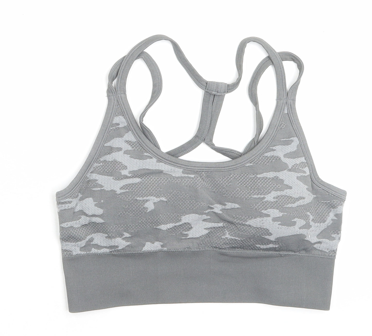 Primark Womens Grey Camouflage Polyamide Cropped Tank Size M V-Neck Pullover