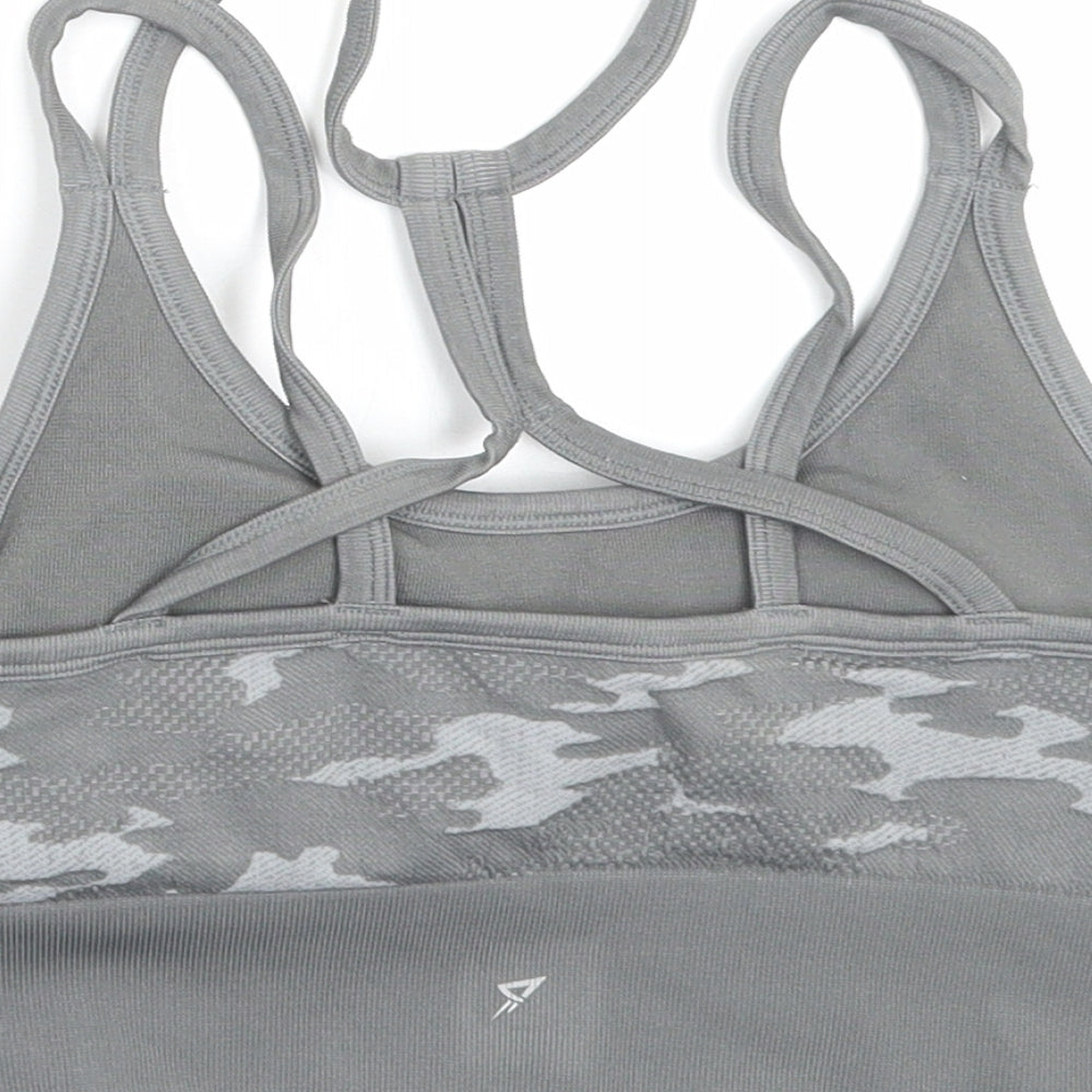 Primark Womens Grey Camouflage Polyamide Cropped Tank Size M V-Neck Pullover