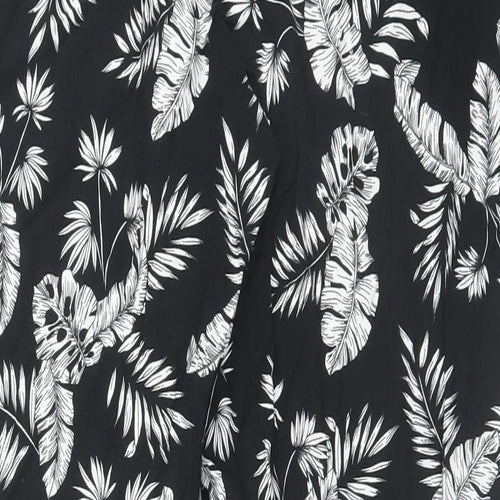 Avenue Womens Black Floral Viscose Trousers Size 8 L28 in Regular Drawstring