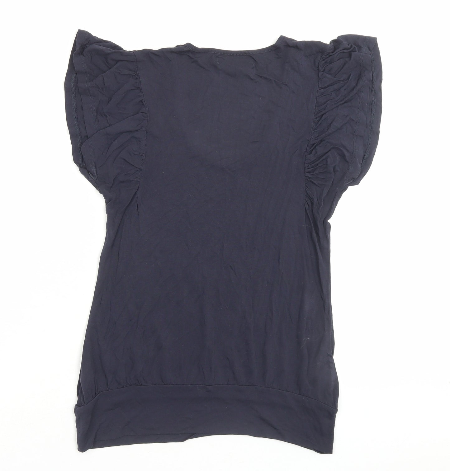 Jasper Conran Womens Blue Viscose Basic T-Shirt Size 10 Scoop Neck