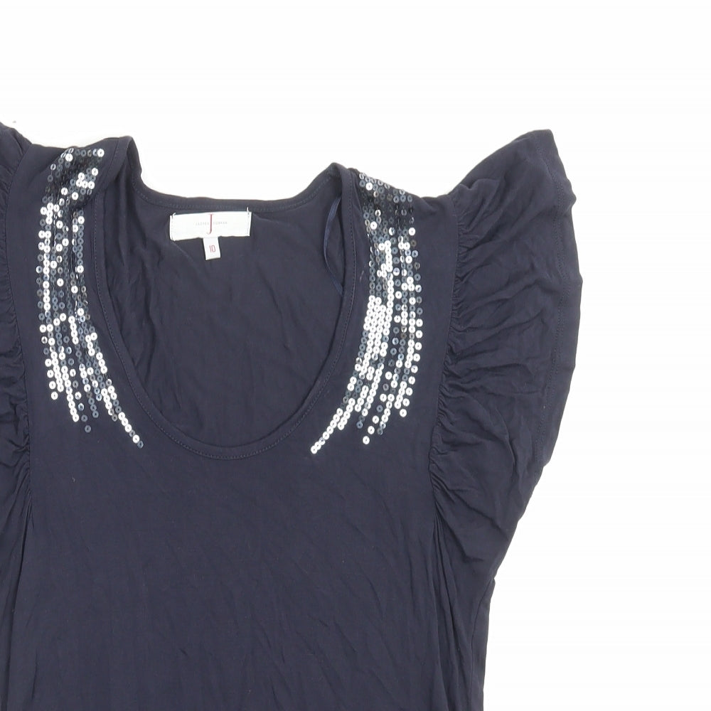 Jasper Conran Womens Blue Viscose Basic T-Shirt Size 10 Scoop Neck
