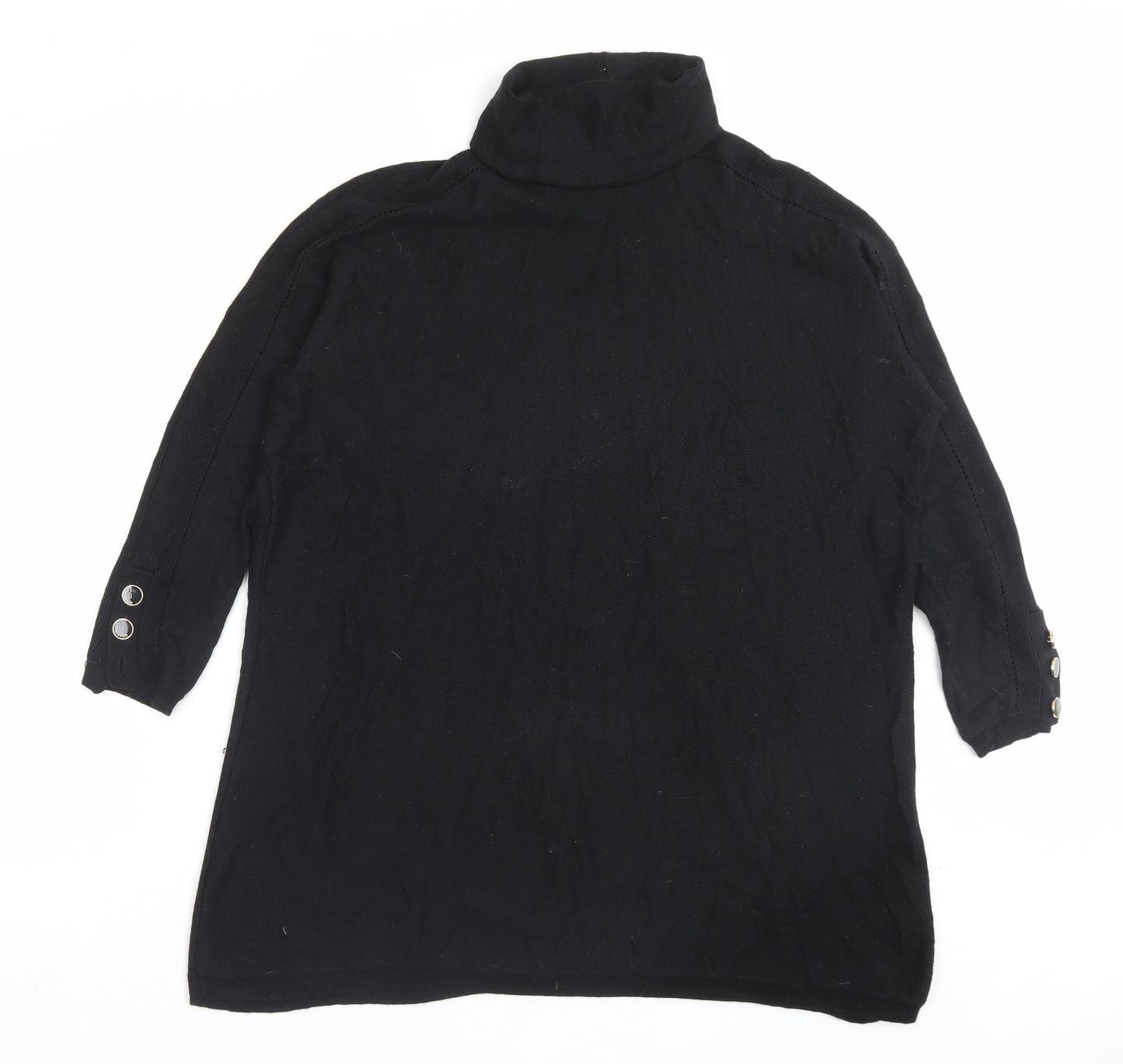 Ted Baker Womens Black Cotton Jumper Dress Size S Roll Neck Pullover