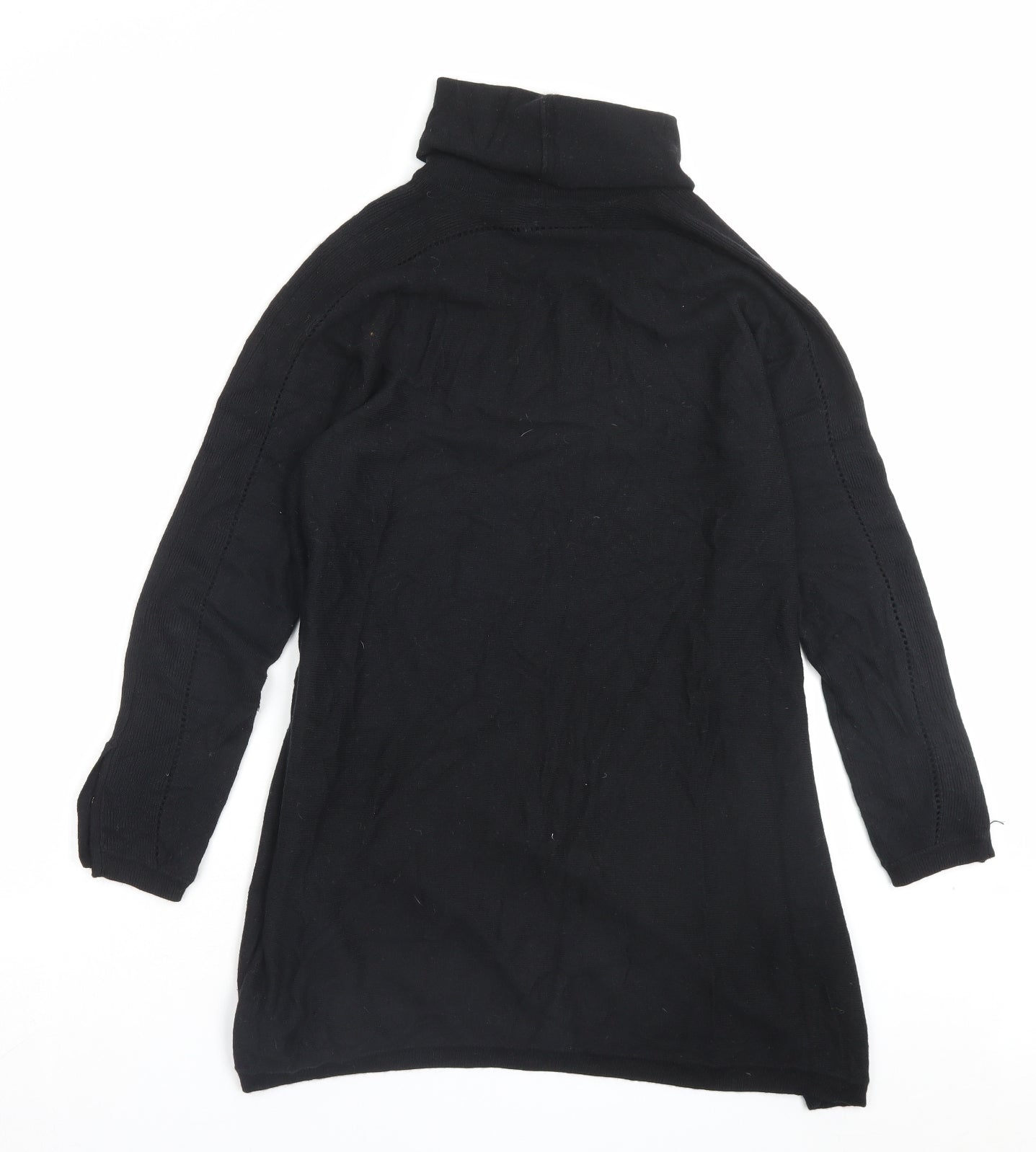 Ted Baker Womens Black Cotton Jumper Dress Size S Roll Neck Pullover