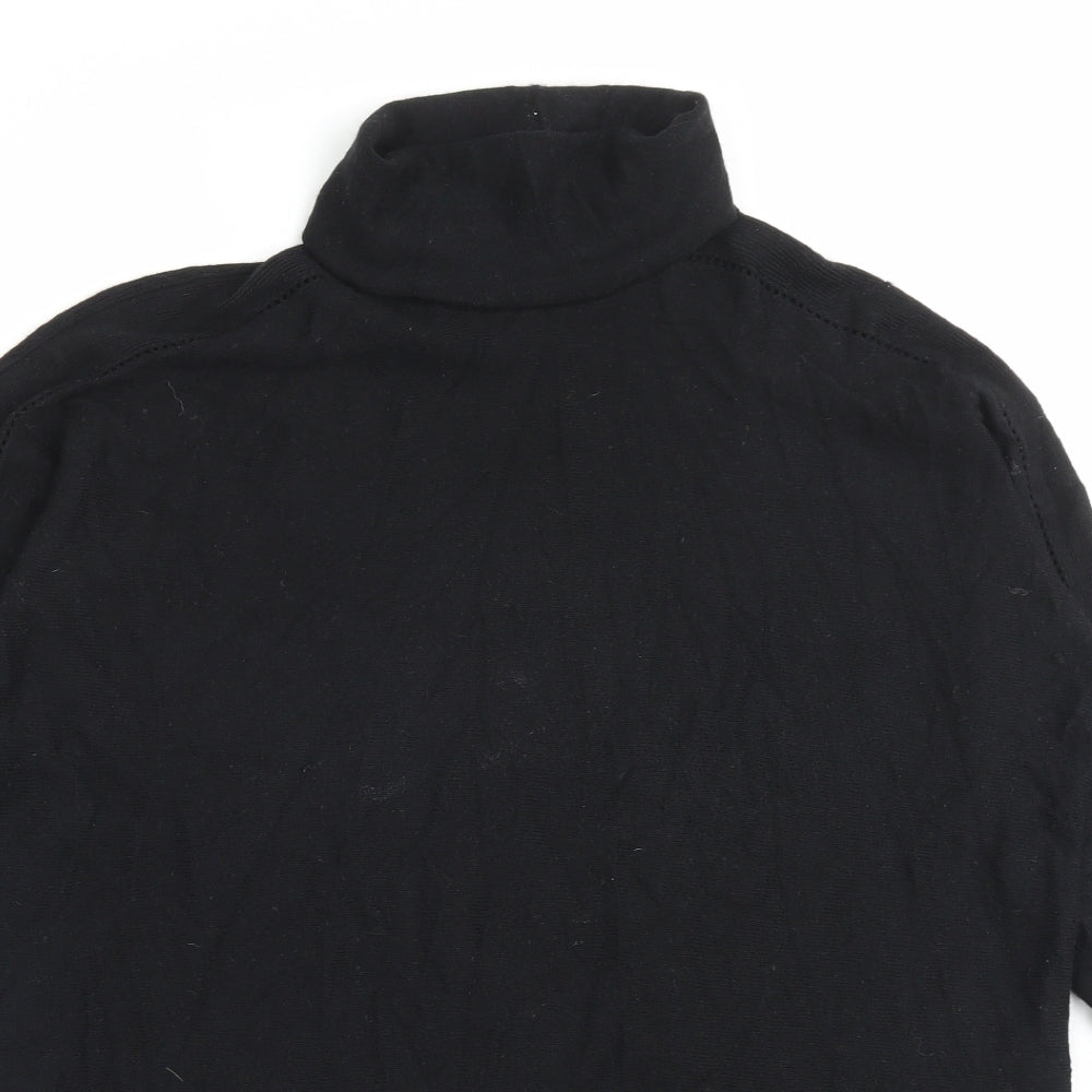 Ted Baker Womens Black Cotton Jumper Dress Size S Roll Neck Pullover