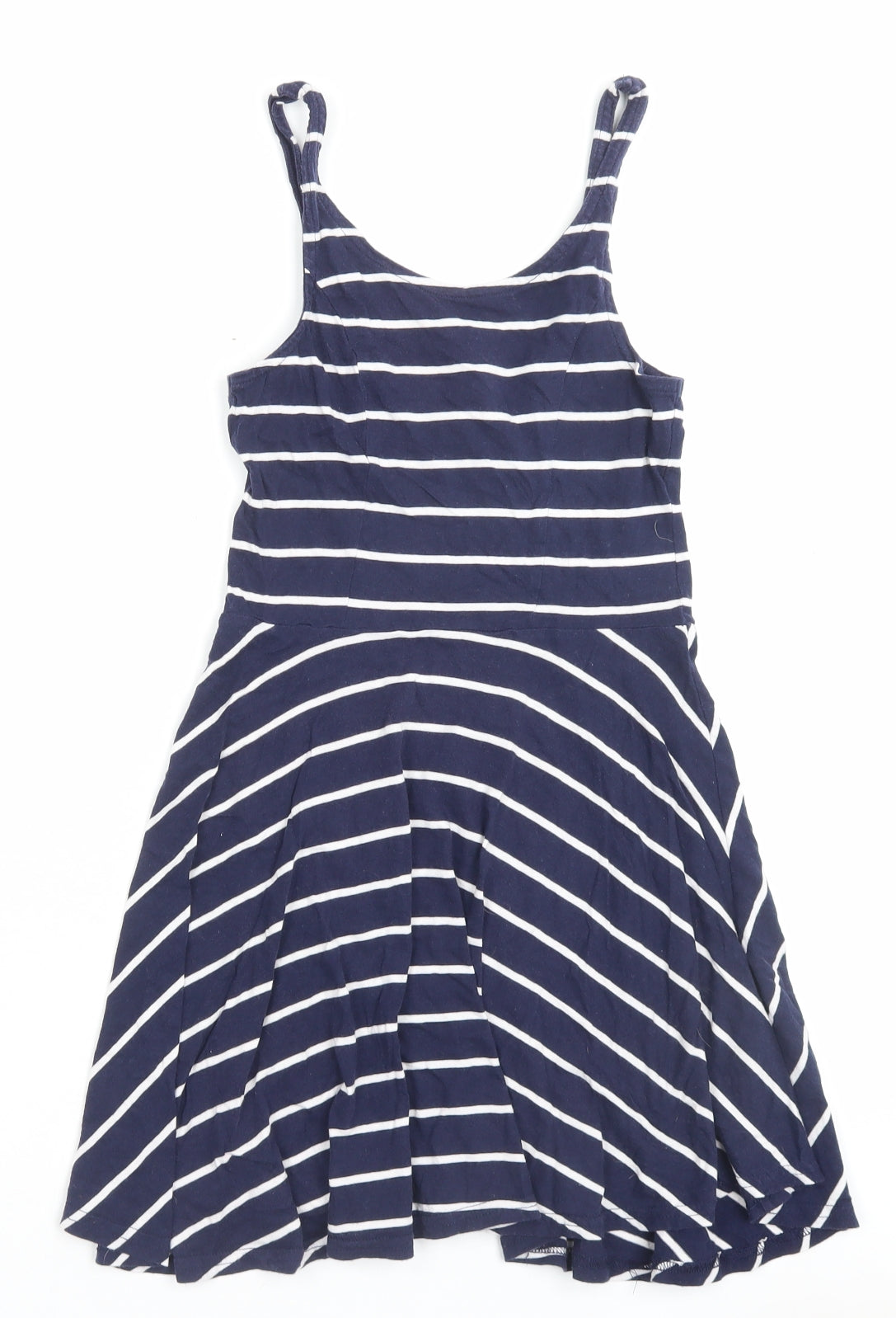H&M Womens Blue Striped Cotton A-Line Size 8 Scoop Neck Pullover