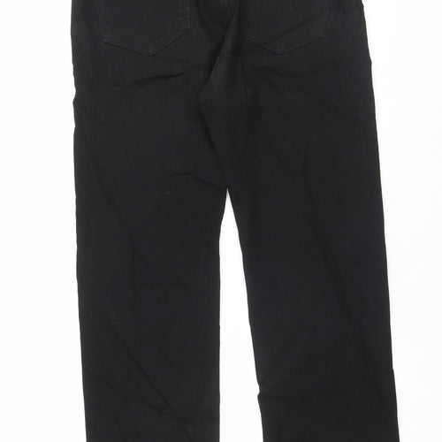 Marks and Spencer Mens Black Cotton Straight Jeans Size 34 in L33 in Regular Button - Long Leg