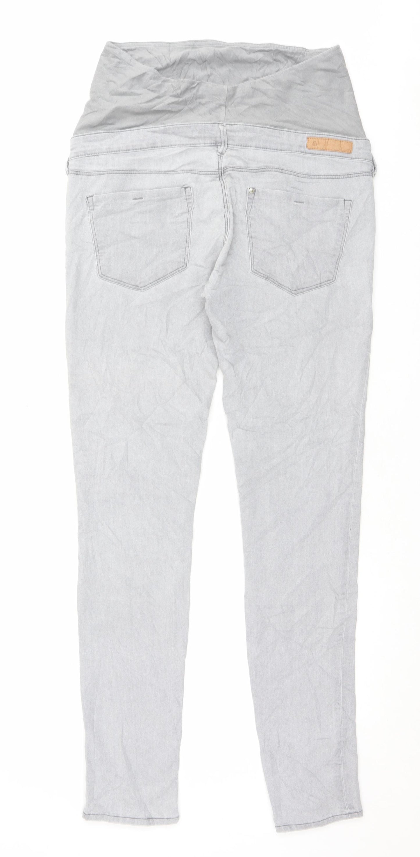 H&M Womens Grey Cotton Skinny Jeans Size 12 L32 in Regular Button